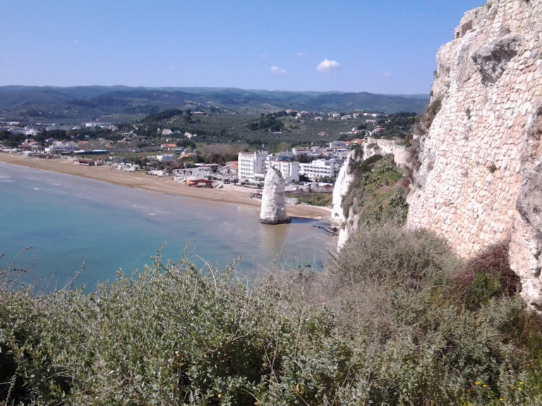 view of the pizzomunno from the castle of vieste